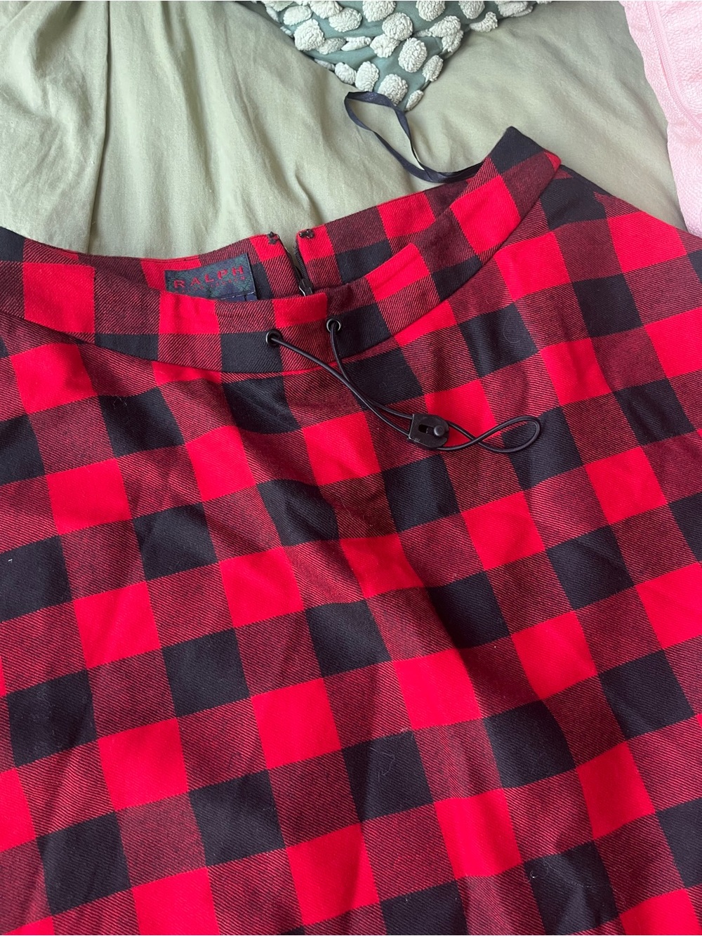 Ralph Lauren Red & Black Plaid 100% Wool Maxi Skirt | Size Medium - Picture 5 of 9